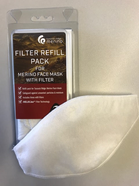 Merino Face Mask HELIX.iso Filter Refill Pack. Made in New Zealand