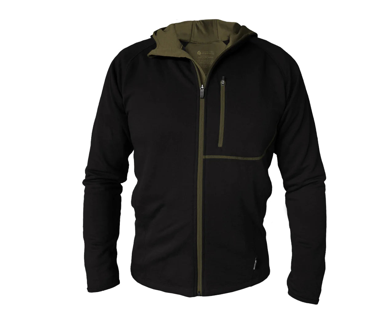 Merino/Tencel Men's Full Zip Jacket with Hood. Made in New Zealand.