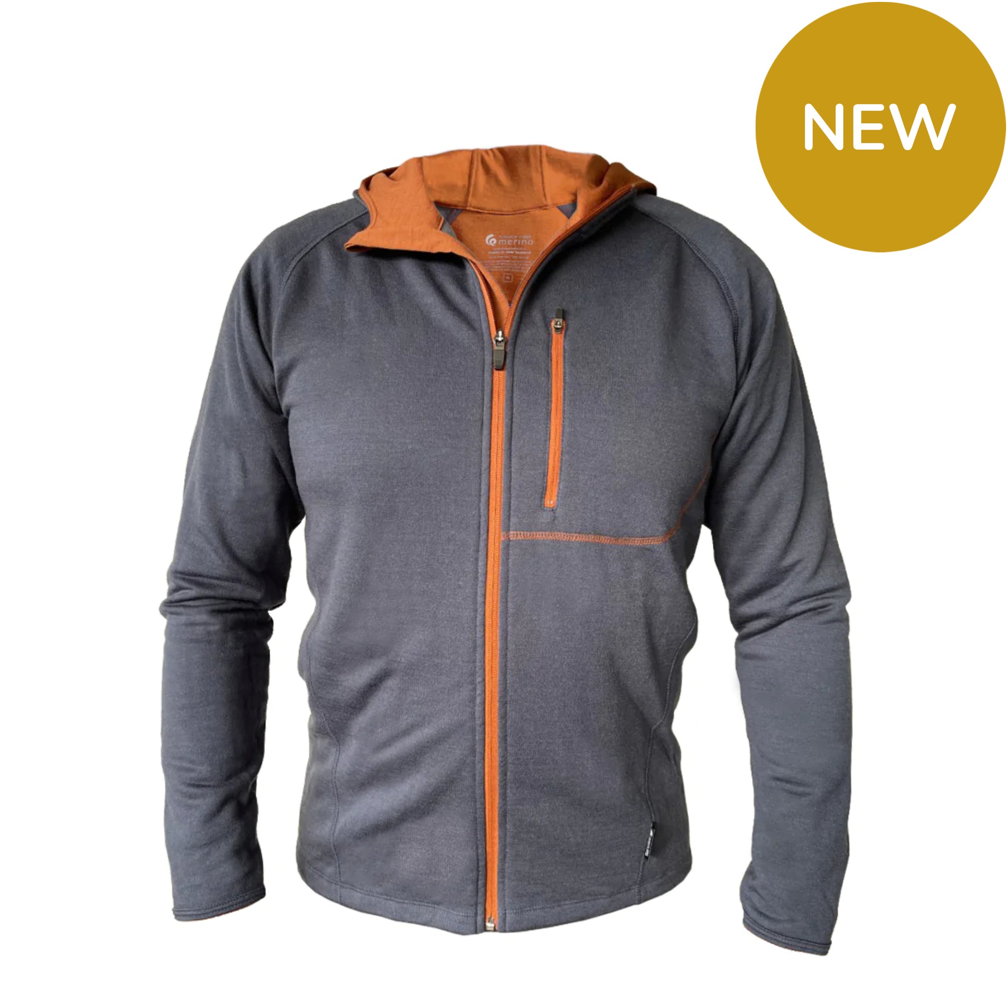 Merino/Tencel Men's Full Zip Jacket with Hood. Made in New Zealand.