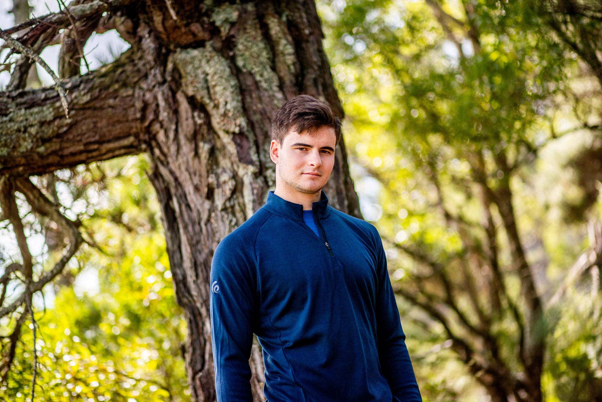 Merino Men's Navy Mid-weight Half Zip. Made in New Zealand.