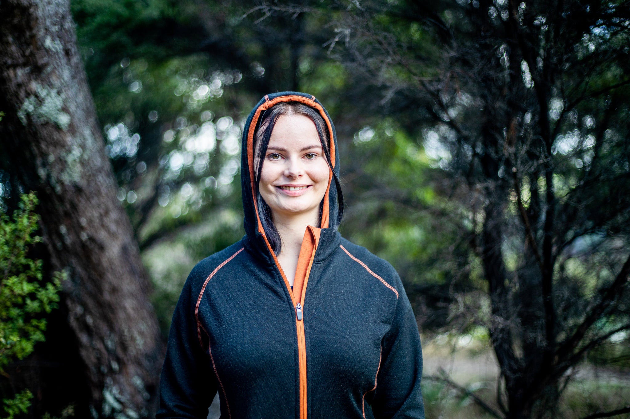 Ladies Merino/Tencel Full Zip Jacket with Hood. Made in New Zealand.