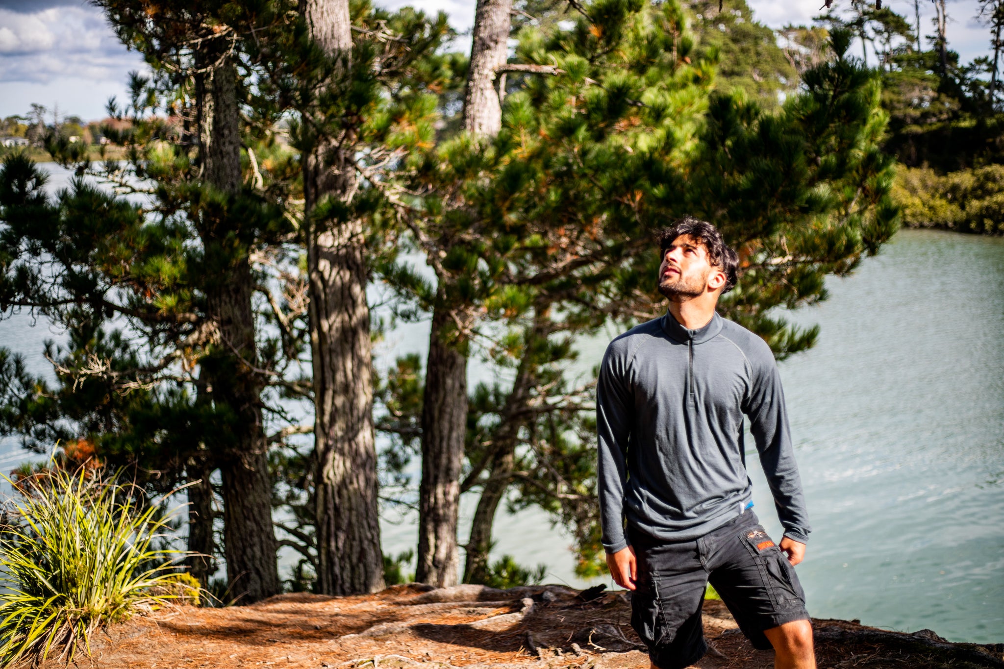 Merino Men's Charcoal Light-weight Half Zip. Made in New Zealand.