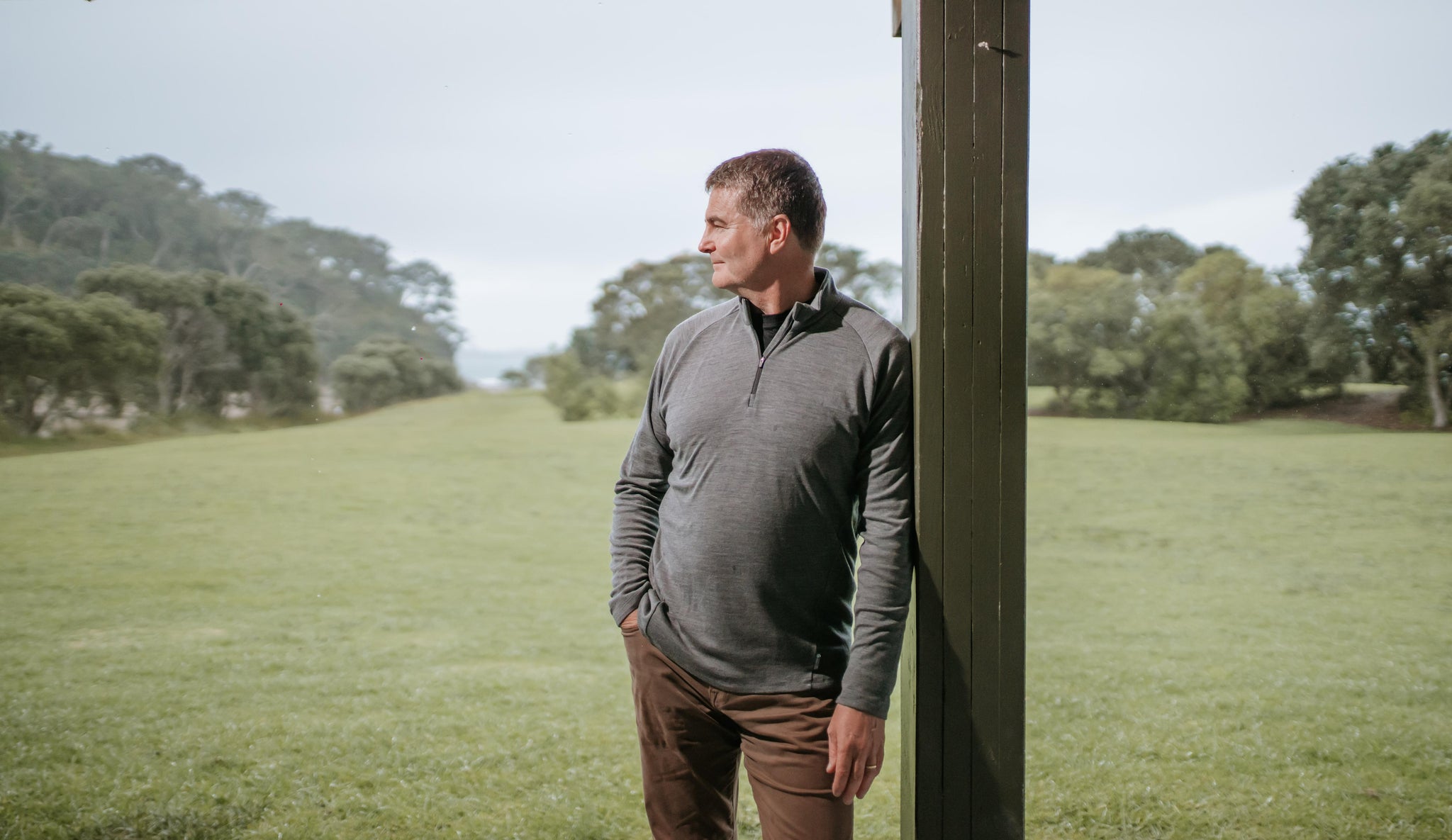 Merino Men's Charcoal Marle Mid-weight Half Zip. Made in New Zealand.