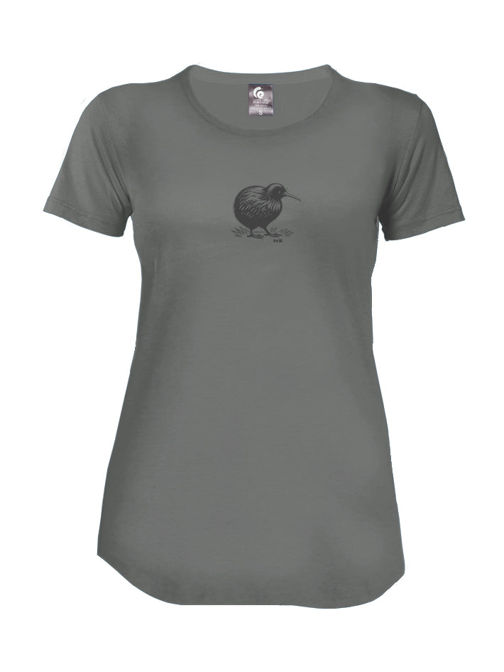Merino Ladies NZ Kiwi Tee. Made in New Zealand.