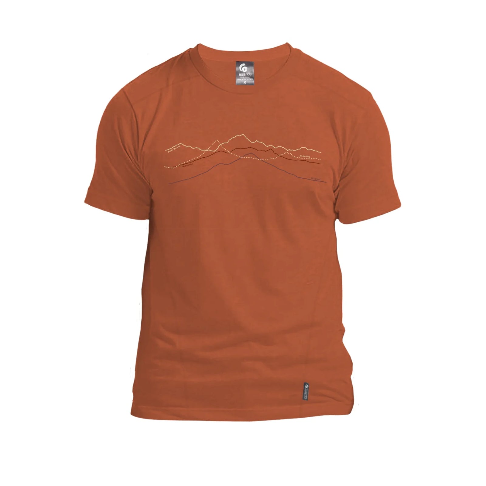 Merino Men's Mountain Peaks Tee. Made in New Zealand.