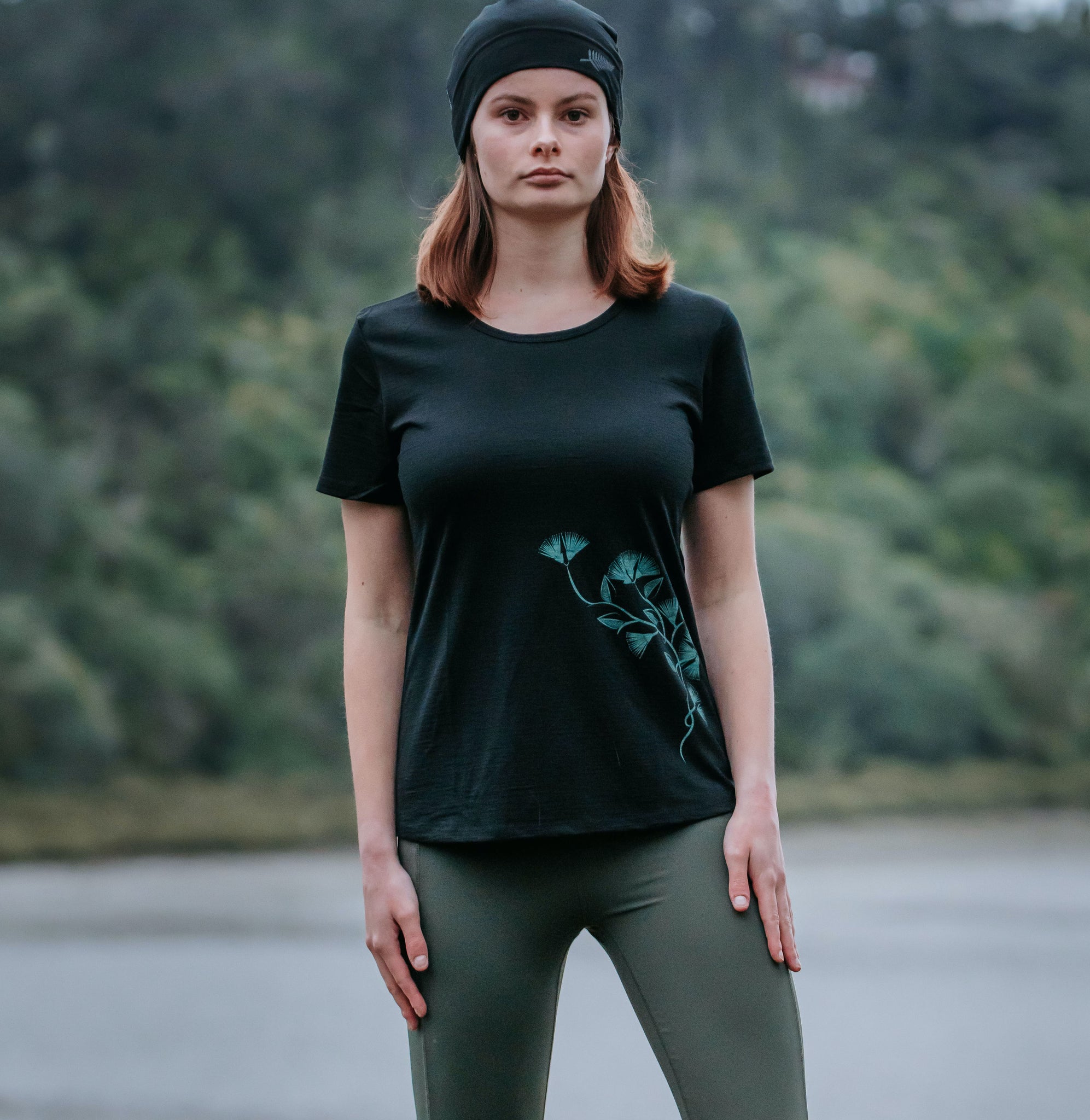 Merino Ladies Pohutukawa Tee. Made in New Zealand.