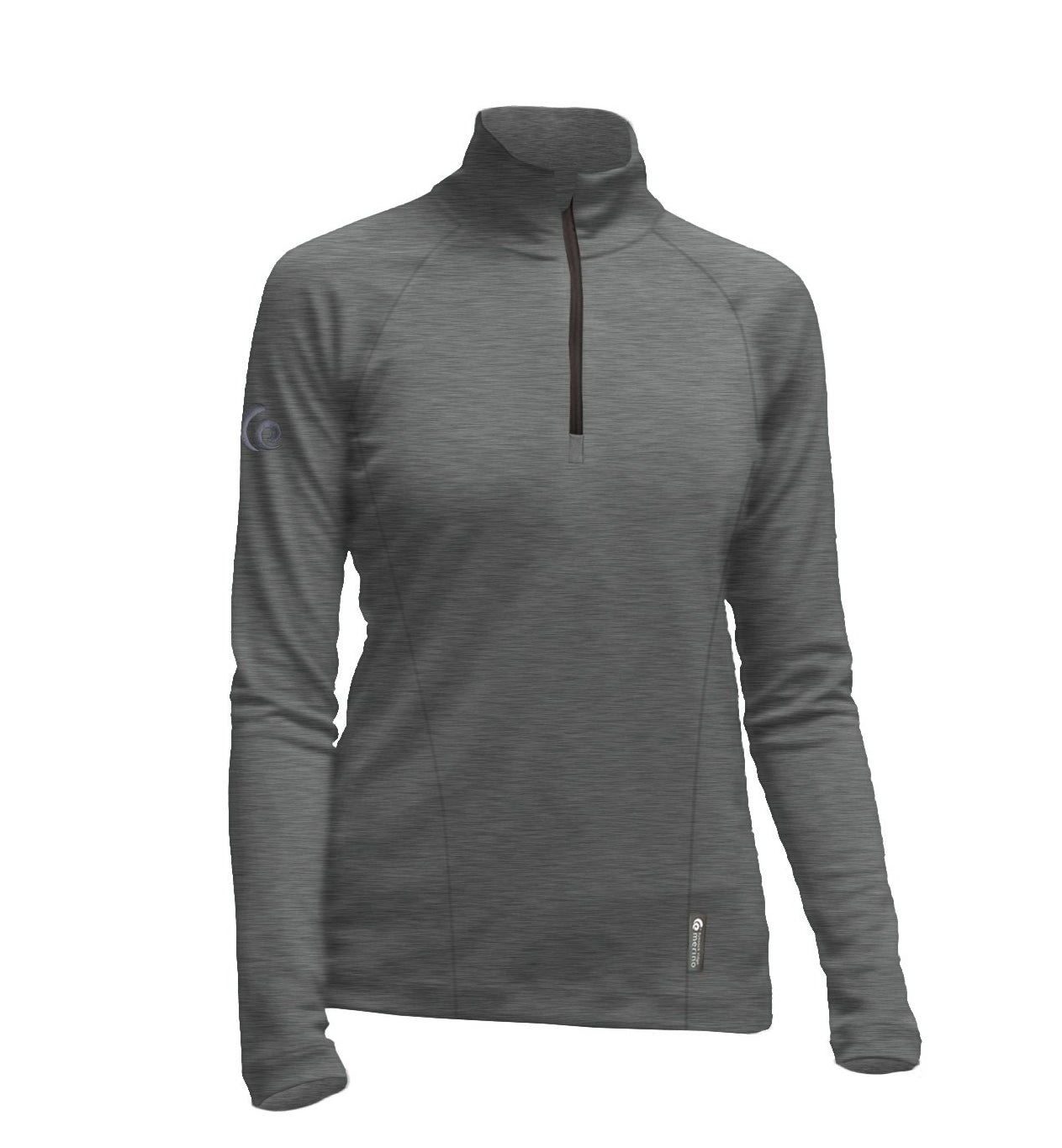 Merino Ladies Charcoal Marle Mid-weight Half Zip. Made in New Zealand.