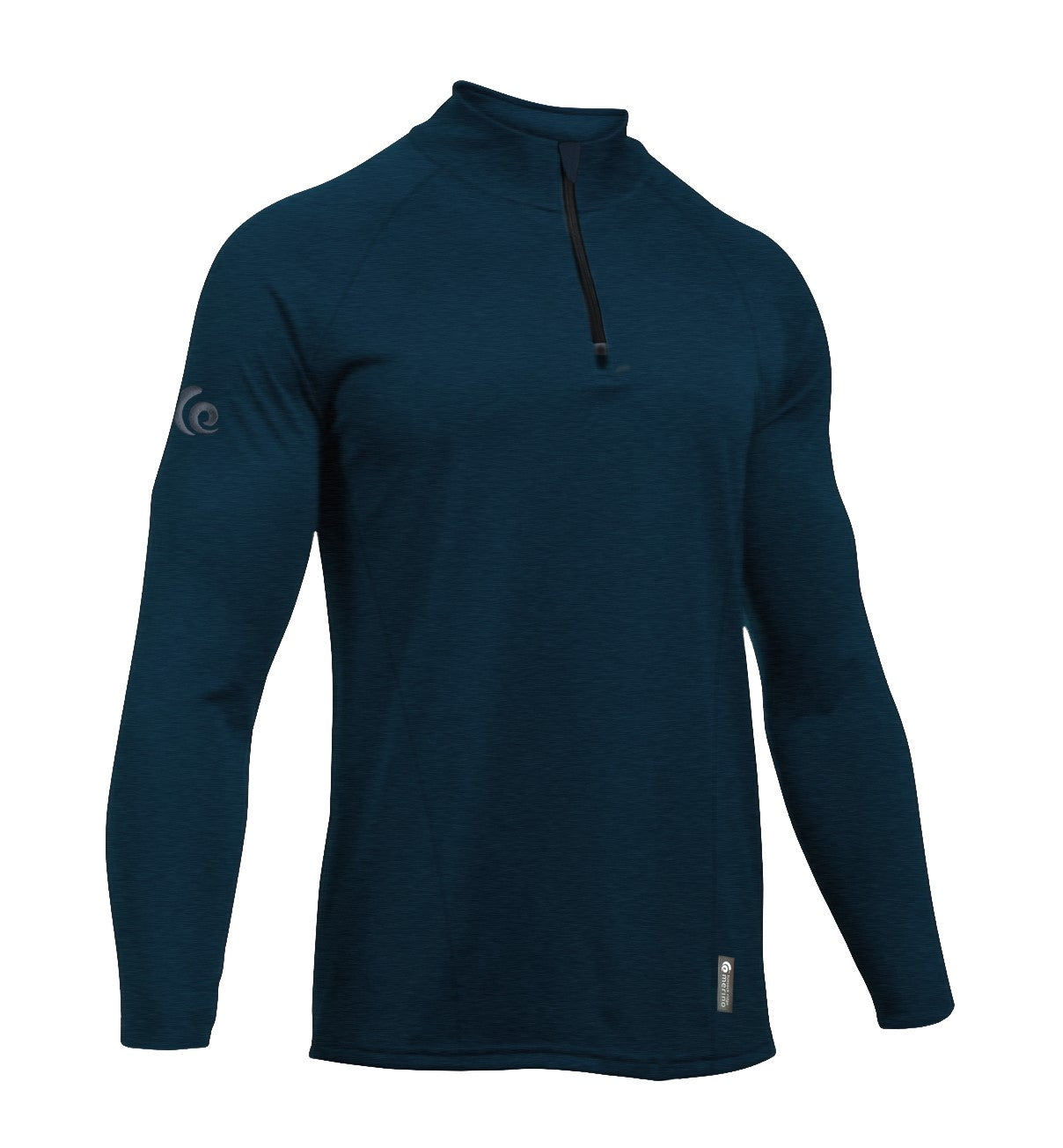 Merino Men's Navy Mid-weight Half Zip. Made in New Zealand.