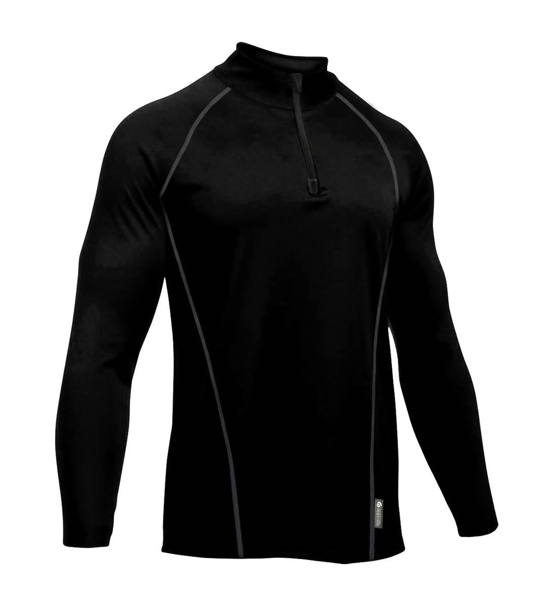 Merino Men's Black Light-weight Half Zip. Made in New Zealand.