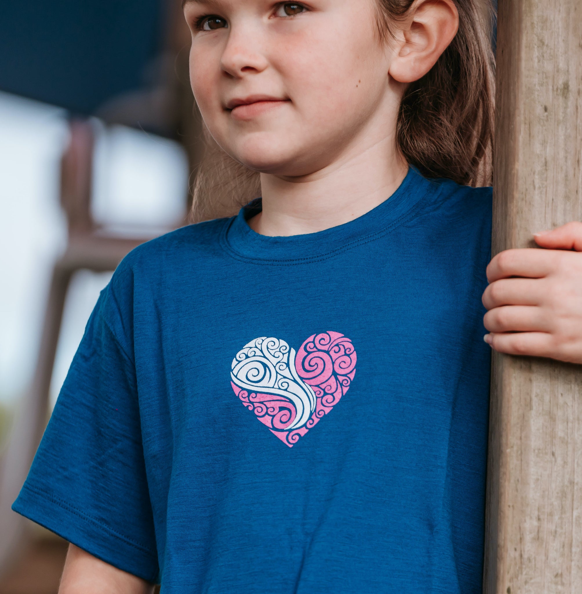 Merino Kids Loveheart Tee. Made New Zealand.