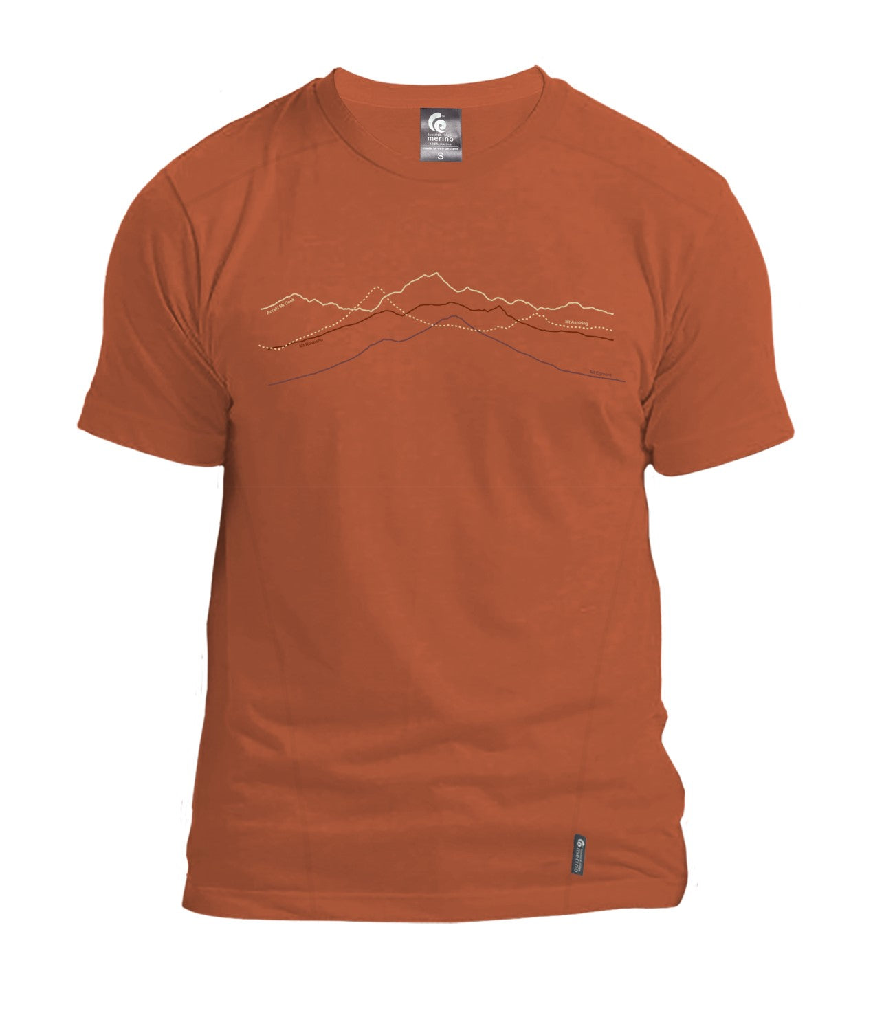 Merino Men's Mountain Peaks Tee. Made in New Zealand.